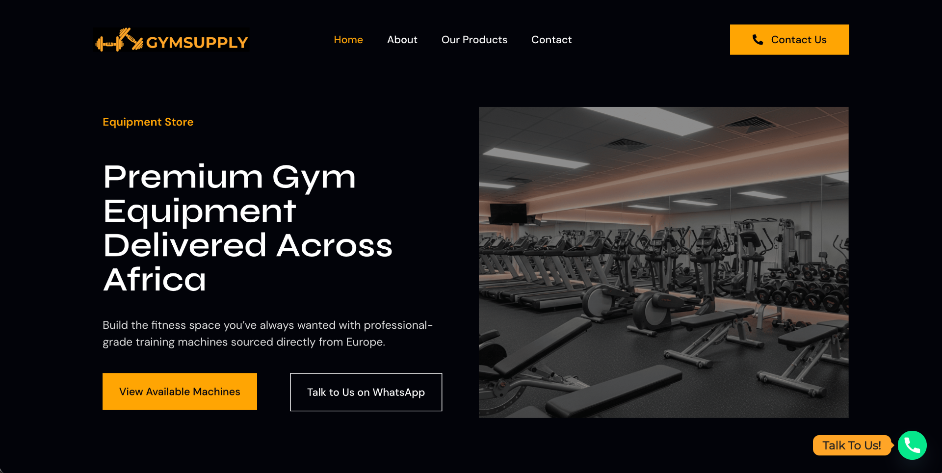 Gym Supply Africa hero screenshot